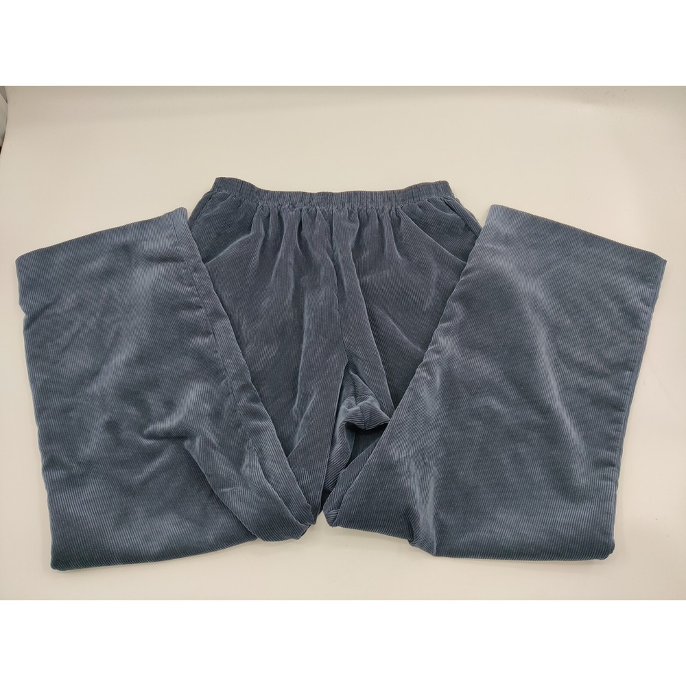 Alfred Dunner Womens 18 Blue Corduroy Elastic Waist Straight Leg‎ Pants